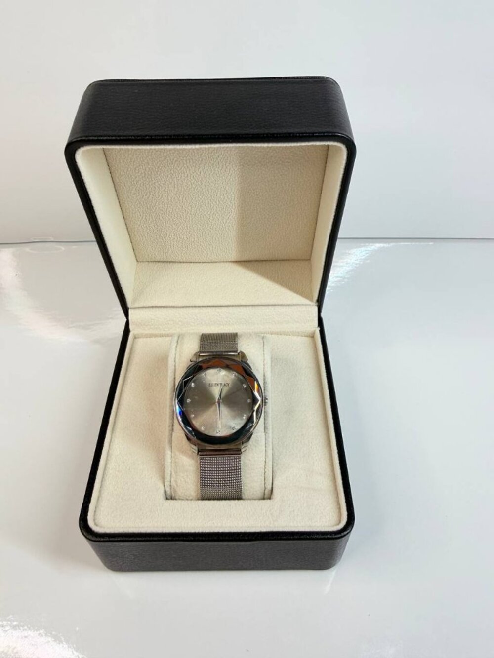 Ellen Tracy Crystal Accent Watch – Elegant Silver Tone Design